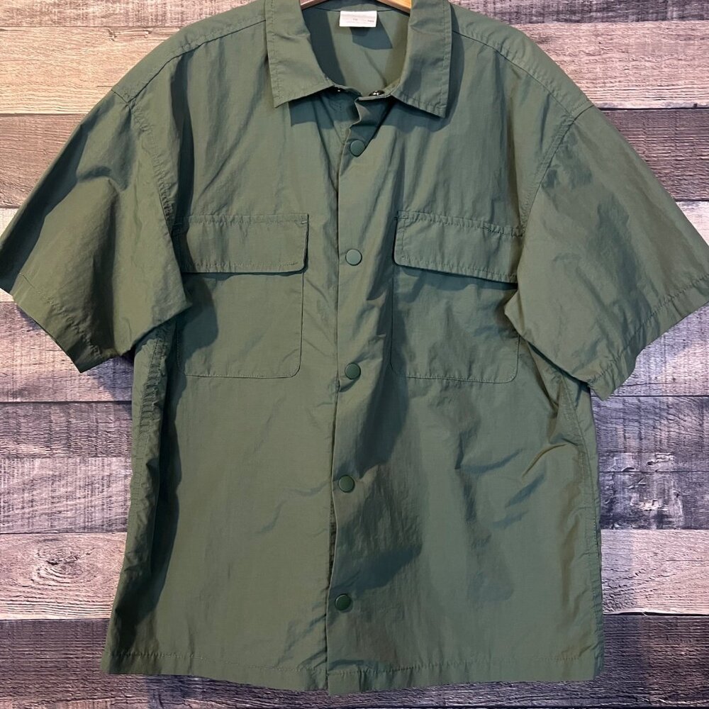 Zara Boys Green Shortโ Sleeve Button Up Shirt 10 Cargo Utility Gorpcore